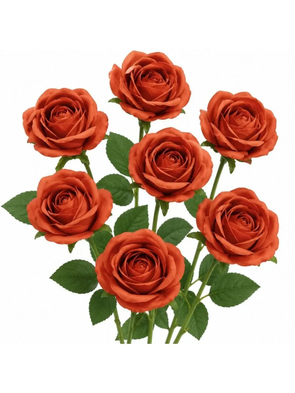 Set of 6 Terracotta Rose Stems Artificial Roses Burnt Orange Roses Faux Flowers